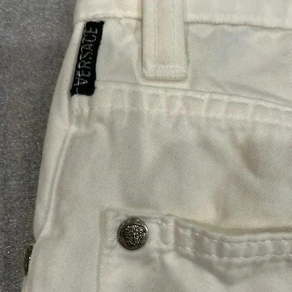 [W28L26] Versace Jeans Signature Ittierre Cream White Button Fly High Rise Jeans - Picture 6 of 10